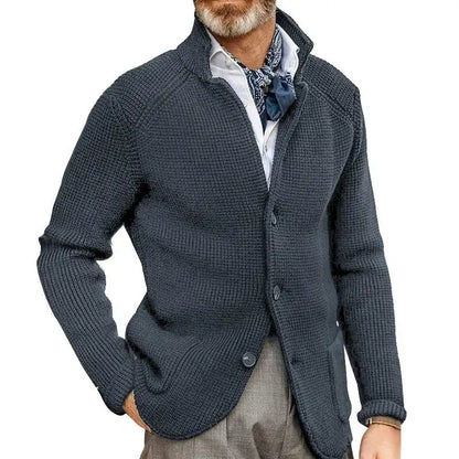 "Minimalist Men's Retro Knitted Sweater – Business Casual Zipper Jacket"