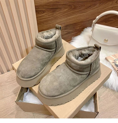 "Women's Sheepskin Wool Anti-Skid Snow Boots – Mini Short Warm Winter Boots"