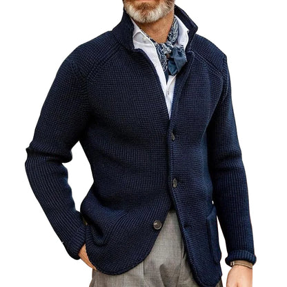 "Minimalist Men's Retro Knitted Sweater – Business Casual Zipper Jacket"